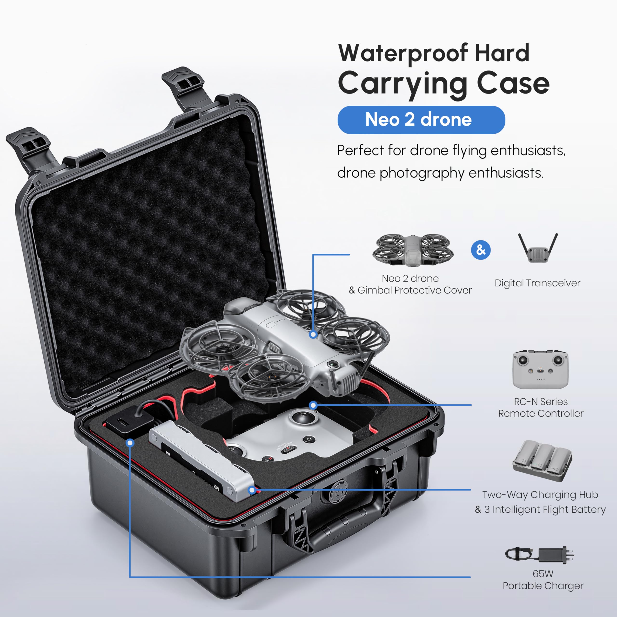 Drone Joystick Cover - Estojo NEO 2, Estojo Rígido à