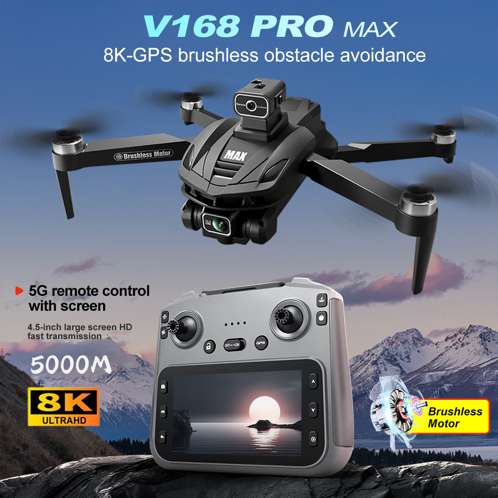 V168 PRO Max GPS Drone 8K Prof - Drone Controller Screen avaliação e preço